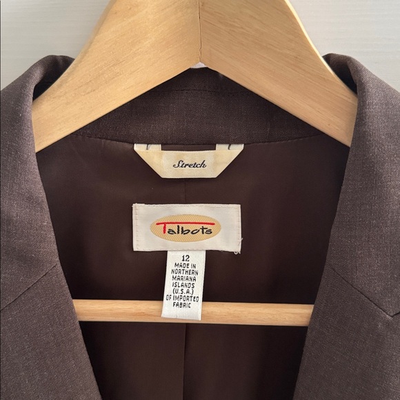 Vintage Wool and Spandex Blend Brown One Button Talbots Blazer Fully Lined Sz 12 - Picture 11 of 11